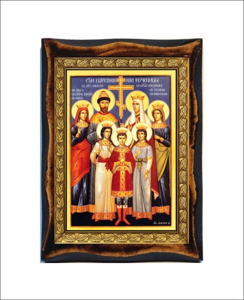 Tsar Nicholas II of Russia and Family Канонизация царской семьи Canonizzazione dei Romanov Handmade Wood Icon Plaque Orthodox,Home Decor image 1