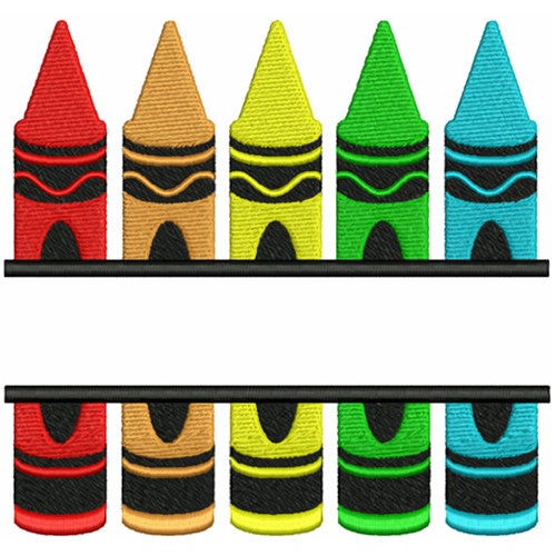 School Machine Embroidery Design Crayons Embroidery Etsy