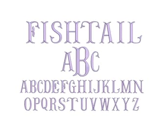 Fish Tail Embroidery Font - Machine Embroidery Font / Fishtail Home Format Font Embroidery Letters Fishtail Letters