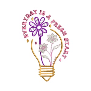 Fresh Start Embroidery - Floral Quotes Embroidery - Motivational Embroidery - Machine Embroidery Design - Digital Instant Download