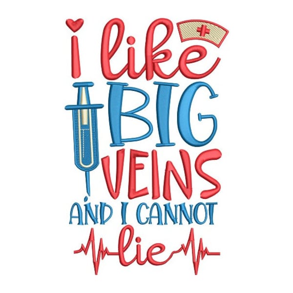 Bold and Fun Embroidery: I Like Big Veins Embroidery - Unique Saying Embroidery - Machine Embroidery Design - Instant Download - 2 Sizes