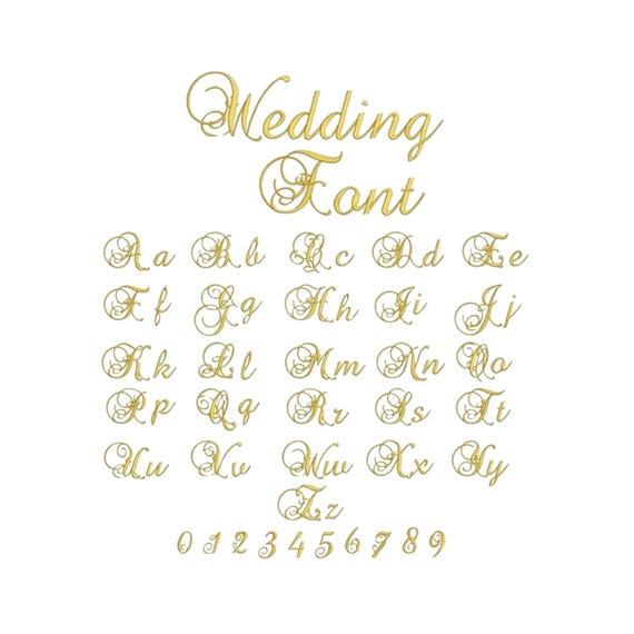 Wedding Font - Machine Embroidery Font / Alphabets Monogram Embroidery Letters / Embroidery Font Letters