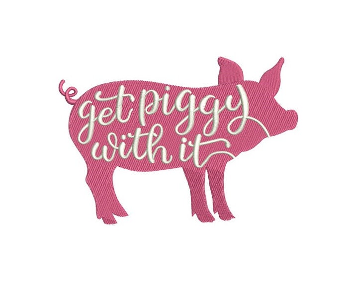 ham It Up  - Machine Embroidery Design - 2 Sizes , Cute Pig Embroidery Designs, Embroidery Patterns, Embroidery Files, Instant Download