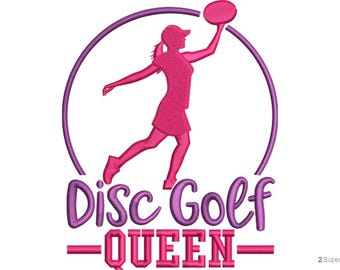 Disc Golf Queen Machine Embroidery Design -2 sizes, Frisbee Golf Design, Outdoor Sports Lover Pattern