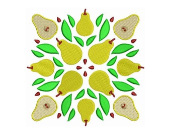 Fruit Quilt Block - Pear Squares - Machine Embroidery Design - 2 Sizes