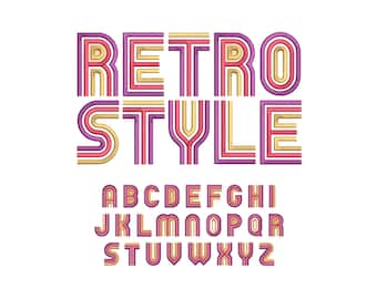 Fuentes y alfabetos con diseños de bordado retro en todos los formatos Descargas instantáneas / Paquete de alfabetos con monogramas con diseños de bordado a máquina Descarga instantánea
