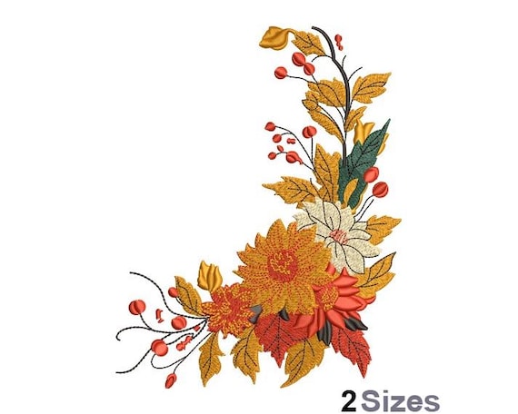 Autumn Corner Embroidery - Autumn Embroidery - Floral Embroidery