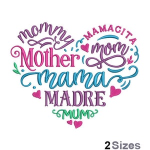 Bordado de amor para madre, Bordado del día de la madre, Bordado de citas de mamá, Diseño de bordado a máquina, Descarga digital instantánea, 2 tamaños