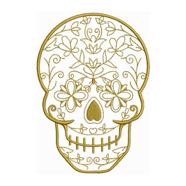 Flower Skull - Machine Embroidery Design - 2 Sizes