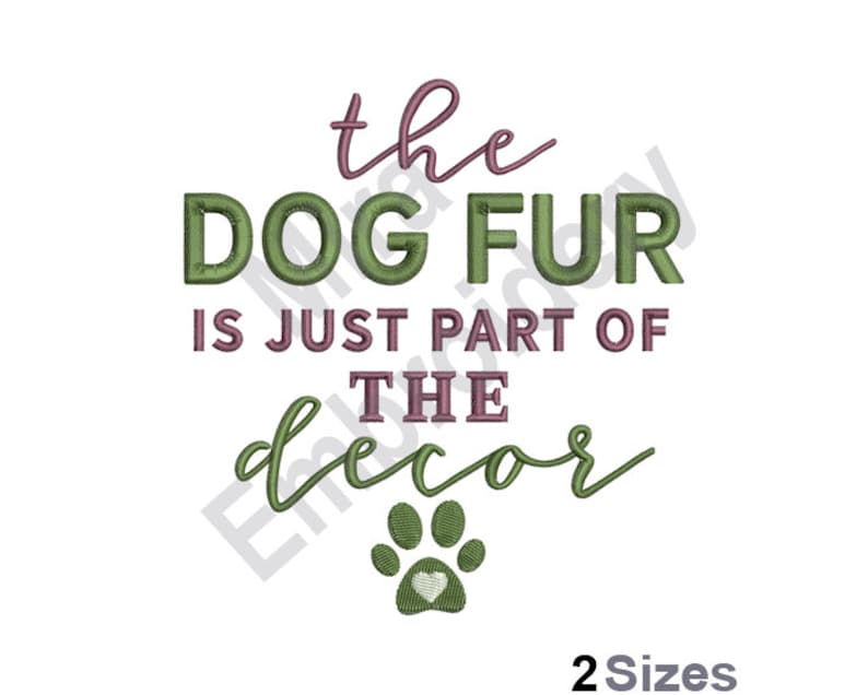 Dog Paw Machine Embroidery Design, Dog Fur Embroidery Designs, Pet Lover Embroidery Patterns, Embroidery Files Download 2 Sizes 4x4 5x7 image 1