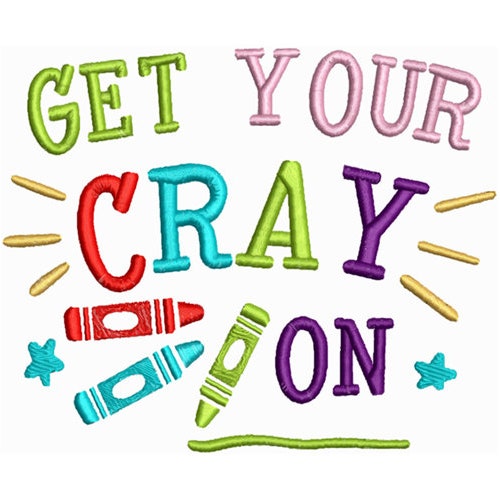 School Machine Embroidery Design Crayons Embroidery Etsy