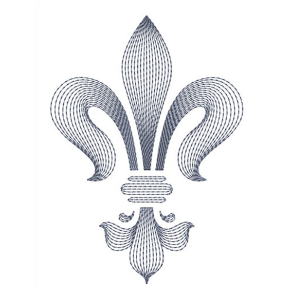 Elegant Rippled Fleur De Lis - French Lily Stitch - Embroidery Projects and Crafts - Machine Embroidery Design - Digital Instant Download