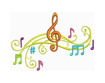 Musical Chord - Machine Embroidery Design/ Music Embroidery / Treble Clef Embroidery /Music Note Embroidery / Song Emnroidery 2 Sizes