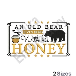 Old Bear With Honey Pot - Home Decor - Vintage Bear Machine Embroidery - Machine Embroidery Design - Digital Instant Download