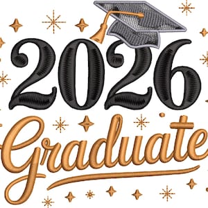 Graduado/a con birrete 2026 – Diseño de bordado a máquina – Bordado de graduación – Decoración para regalo de graduación – Descarga digital instantánea – 2 tamaños