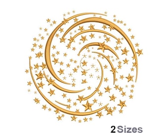 Spiral Sparkle Embroidery - Swirl Embroidery - Shining Stars Embroidery - Machine Embroidery Design - Digital Instant Download - 2 Sizes
