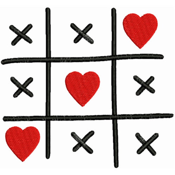 Love Tic Tac Toe - Romantic Valentine's Day DIY Project - Valentines Embroidery - Machine Embroidery Design - Digital Instant Download