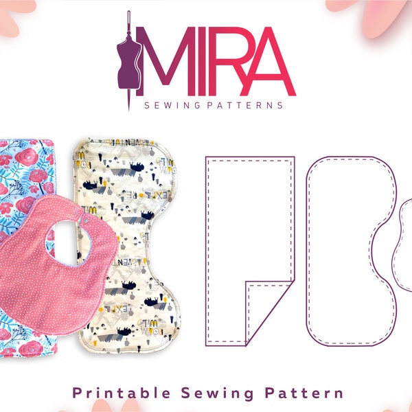 Bib and Burp Cloth Sewing Pattern / PDF Sewing Pattern, Baby, Kid, Toddler, Infant, Child / 1 Baby Bib Pattern and 2 Burb Cloth Patterns Set