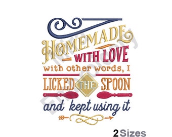 Homemade With Love - Machine Embroidery Design, Lick the spoon Embroidery Designs, Embroidery Patterns, Embroidery Files, Instant Download