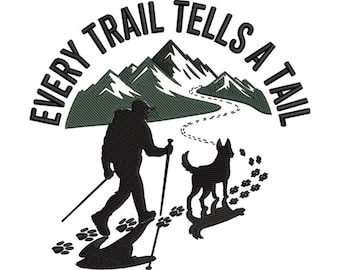 Mountain Hiking Machine Embroidery Design - 2 sizes, Outdoor Adventure Pattern, Hiking with Dog Deign, Gift for Trekking Lovers
