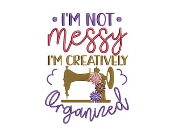 Embroidery Design: Sewing Machine with Floral Designs - Funny Quotes | Sewing Room Decor - Machine Embroidery Design - 2 Sizes
