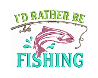 Id Rather be Fishing Machine Embroidery Design,Bass Fishing Embroidery Designs, Embroidery Patterns,Embroidery Files,Instant Download