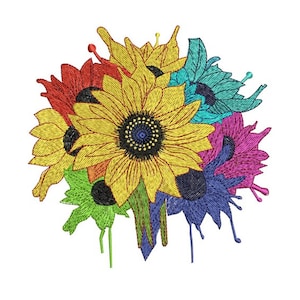 Dripping Flowers Embroidery - Floral Elegance Embroidery - DIY Embroidery - Machine Embroidery Design - Digital Instant Download - 2 Sizes
