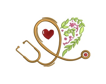 Bordado de estetoscopio médico - Bordado médico - Bordado de regalo de enfermera - Diseño de bordado de máquina - Descarga instantánea digital - 2 tamaños