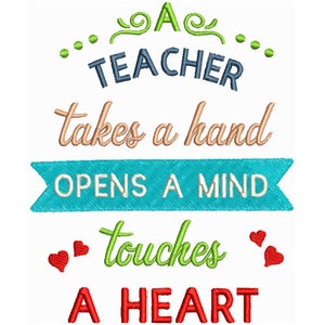 Teacher Touches A Heart Machine Embroidery Designschool | Etsy