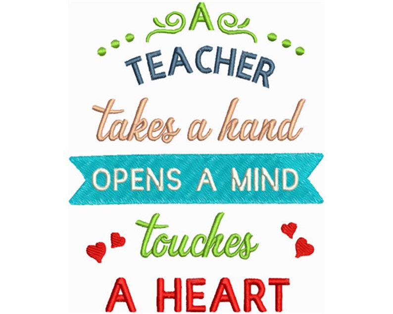 Teacher Touches A Heart Machine Embroidery Designschool | Etsy