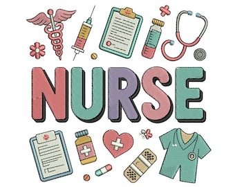 Nurse Machine Embroidery Design - 2 sizes,  Medical Theme Pattern, Healthcare Worker Design, Gift Idea for Nurse