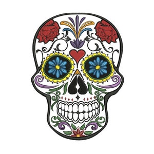 Day Of Dead - Macchina Ricamo Design - 2 Taglie, Disegni di Ricamo Teschio Floreale, Modelli di Ricamo Dia De Muertos, File di Ricamo