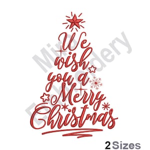 Wish You A Merry Christmas - Machine Embroidery Design Christmas Tree , Embroidery Designs, Embroidery Patterns, Embroidery Files, 5x7 4x4