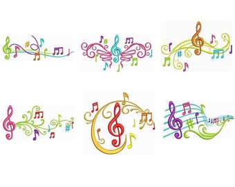 Music Treble Clef Machine Embroidery Design Bundle / Music Symbol Embroidery Patterns Set / Musical Notes Embroidery Pack  4x4 Hoop Bundle