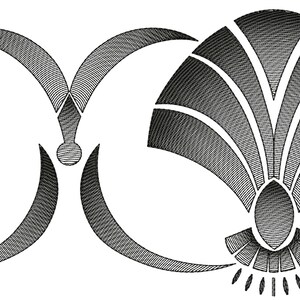 May include: A black and white stylized illustration of a crescent moon and a stylized sun with rays.