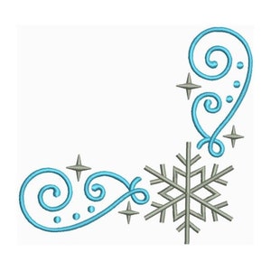 Snow Swirls Corner And Border 3 - Machine Embroidery Design - 2 Sizes