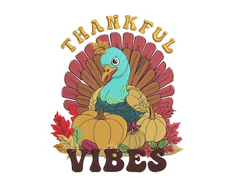 Thankful Vibes - Gratitude Stitching for DIY Projects - Saying Embroidery - Machine Embroidery Design - Digital Instant Download - 2 Sizes
