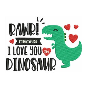 Dinozaur Haft Maszynowy Projekt, RAWR Wzory Haftu, Dino Wzór Haftu, Pliki Haftu Dla Dzieci, Dzieci Pobierz Haft-2 Rozmiary