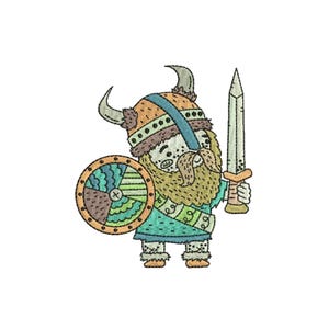 Viking Warrior - Nordic Scandinavian Helmet and Sword - Machine Embroidery Design - Digital Instant Download