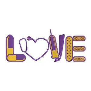 Medical Syringe Embroidery - Love Embroidery - Lovely Nurse Embroidery - Machine Embroidery Design - Digital Instant Download - 2 Sizes