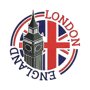 London England - Machine Embroidery Design - 2 Sizes