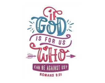 God Is For Us - Inspirational Quote - Christian Pattern for DIY Projects - Machine Embroidery Design - Digital Instant Download - 2 Sizes