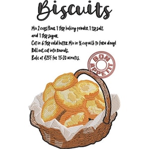 Motif de broderie Machine rustique recette de biscuits, motif de panier de biscuits, cadeau pour les amateurs de pâtisserie, conception de décoration de cuisine de ferme image 1