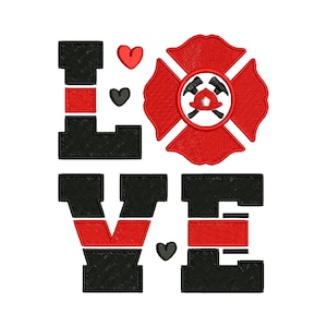 Fireman Love Embroidery - Fireman Embroidery - Career Embroidery - Job Embroidery - Machine Embroidery Design - Digital Instant Download
