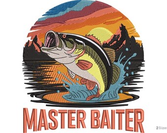 Fishing Machine Embroidery Design - 2 sizes, Funny Fishing Pattern, Outdoor Fishing Pattern, Gift for Fishing Lovers