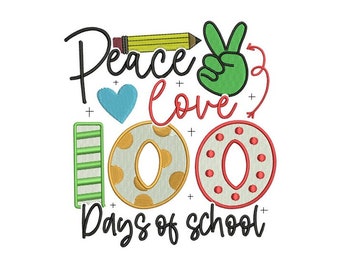 100 Days Of School - Cute Embroidery - Students and Teachers Embroidery - Machine Embroidery Design - Digital Instant Download - 2 Sizes