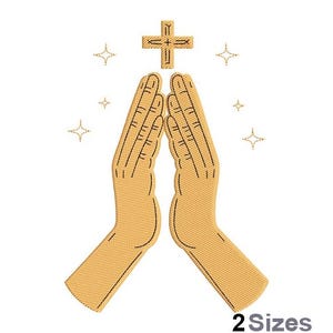 Praying Hands Embroidery - Cross Embroidery - Spiritual Embroidery - Machine Embroidery Design - Digital Instant Download - 2 Sizes