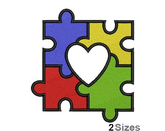Autism Puzzle - Awareness Puzzle Piece - Autism Support -Autism Awareness - Machine Embroidery Design - Digital Instant Download - 2 Sizes