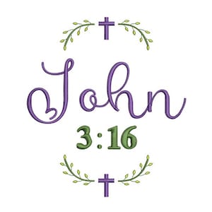 John 3:16 - Inspirational Bible Verse Stitch - Religious DIY Embroidery - Digital Instant Download - Machine Embroidery Design - 2 Sizes