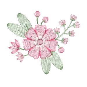 Cute Pink Flower - Lovely Pink - Floral Embroidery - Flower Design - Machine Embroidery Design -Digital Instant Download - 2 Sizes